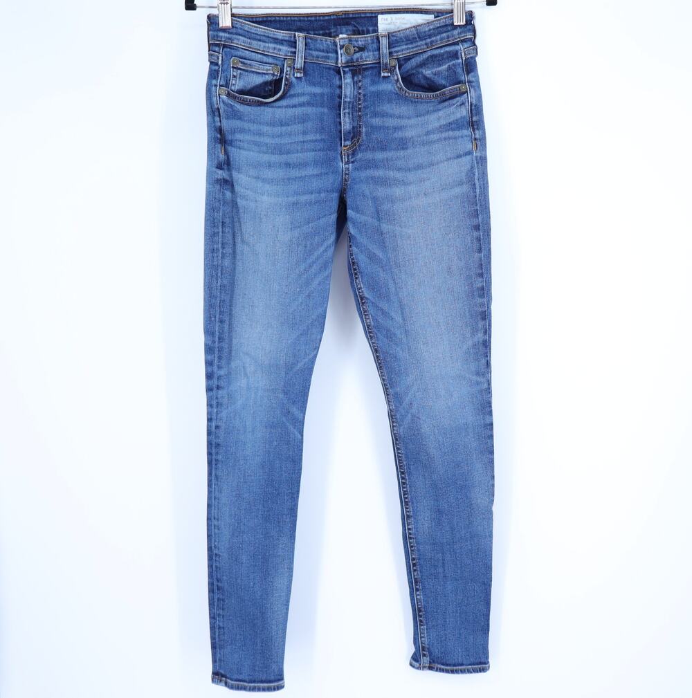 RAG & BONE Cate Mid Rise Skinny Jeans Valley Line Blue Zip Fly Women's 28